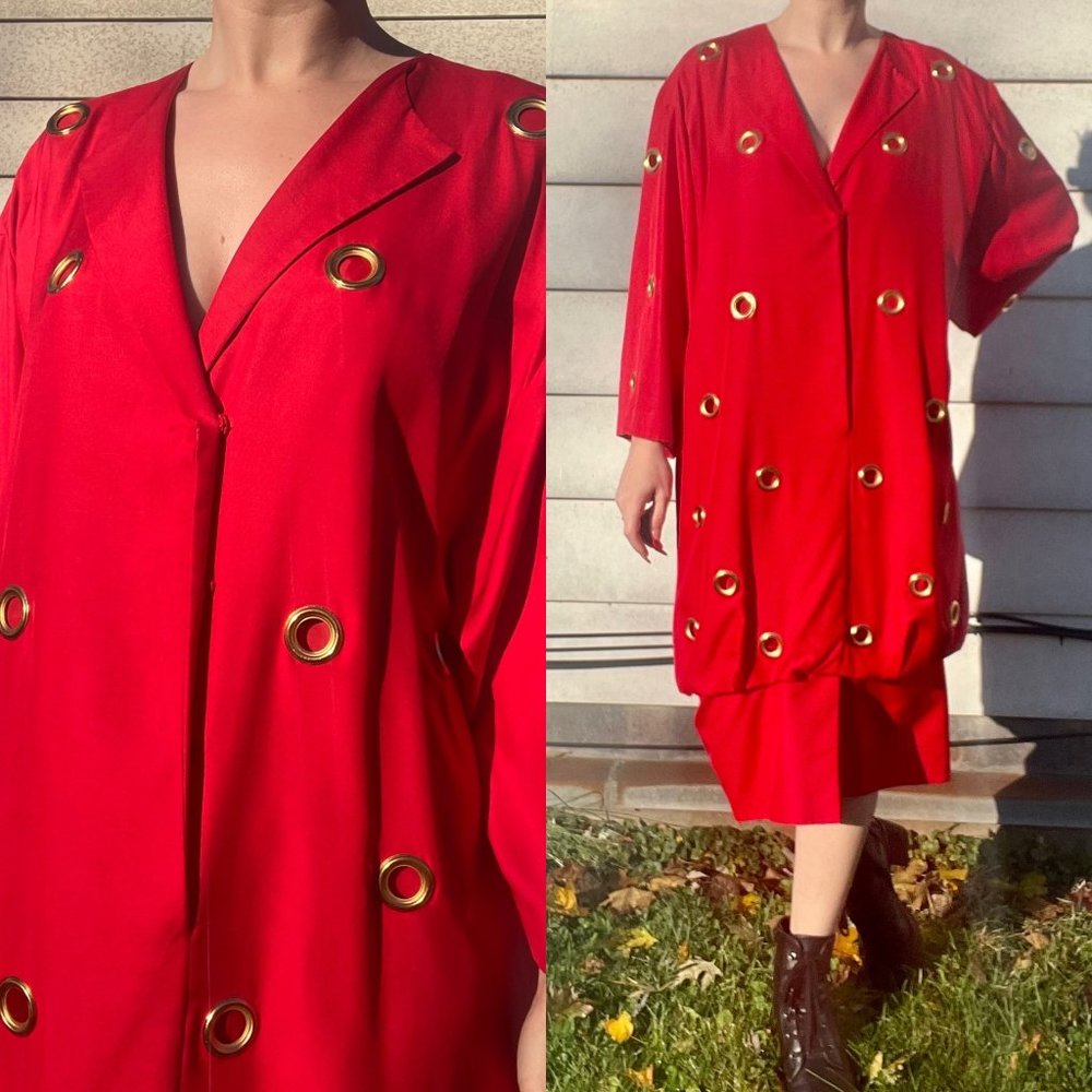 SIZE 1X | Vintage Polka Dot Grommet Dress | CL27